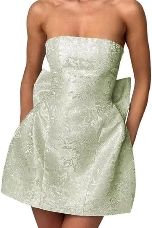 Charming Sleeveless Satin Mini Homecoming Dress with Ruched Bodice and Bow Detail BM bride