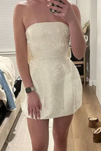 Charming Sleeveless Satin Mini Homecoming Dress with Ruched Bodice and Bow Detail BM bride