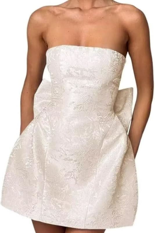 Charming Sleeveless Satin Mini Homecoming Dress with Ruched Bodice and Bow Detail BM bride