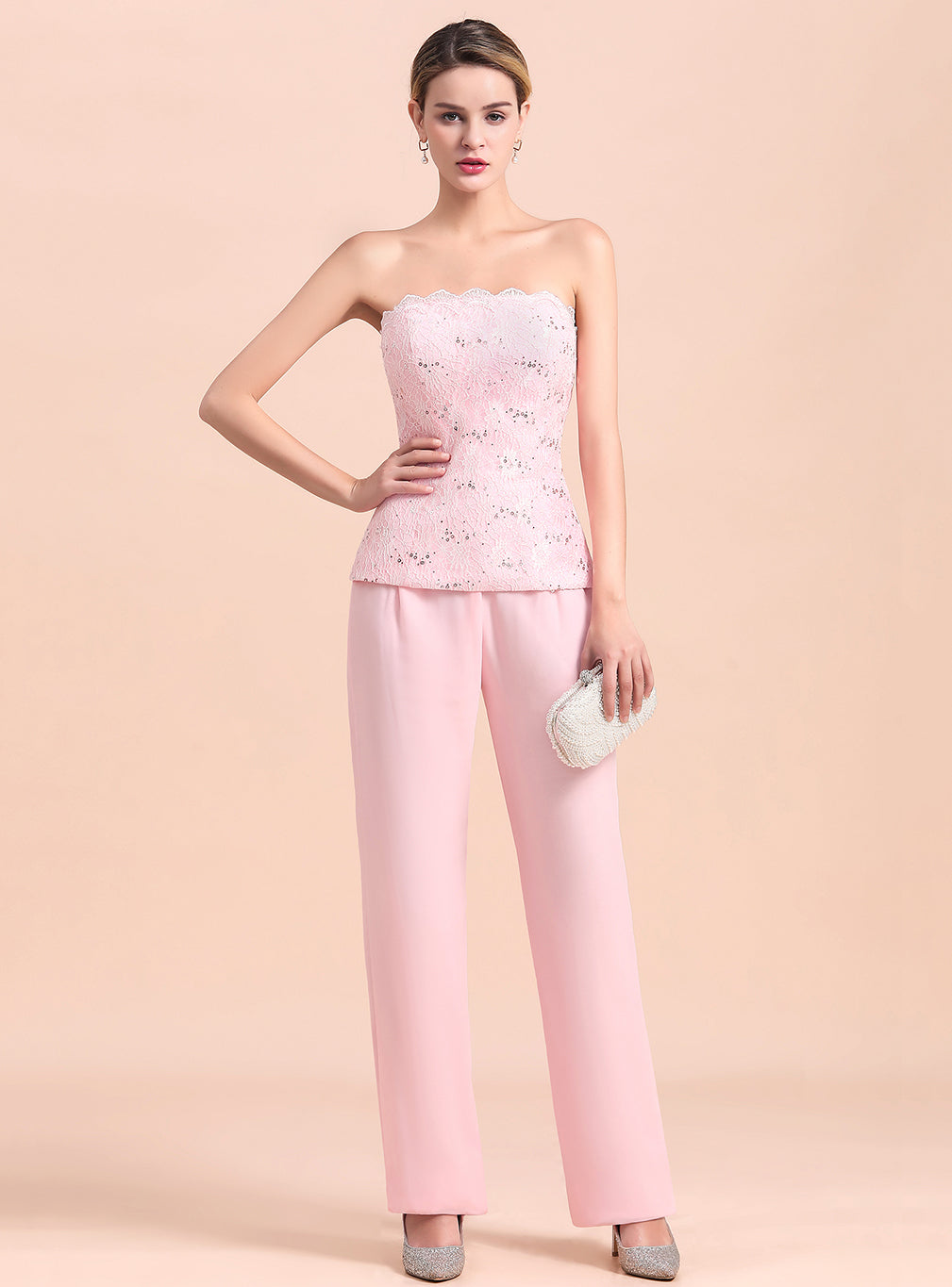 Strapless Sleeveless Appliques Jumpsuit BMbride
