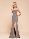 Strapless Sleeveless Mermaid Slit Floor-Length Dress BMbride