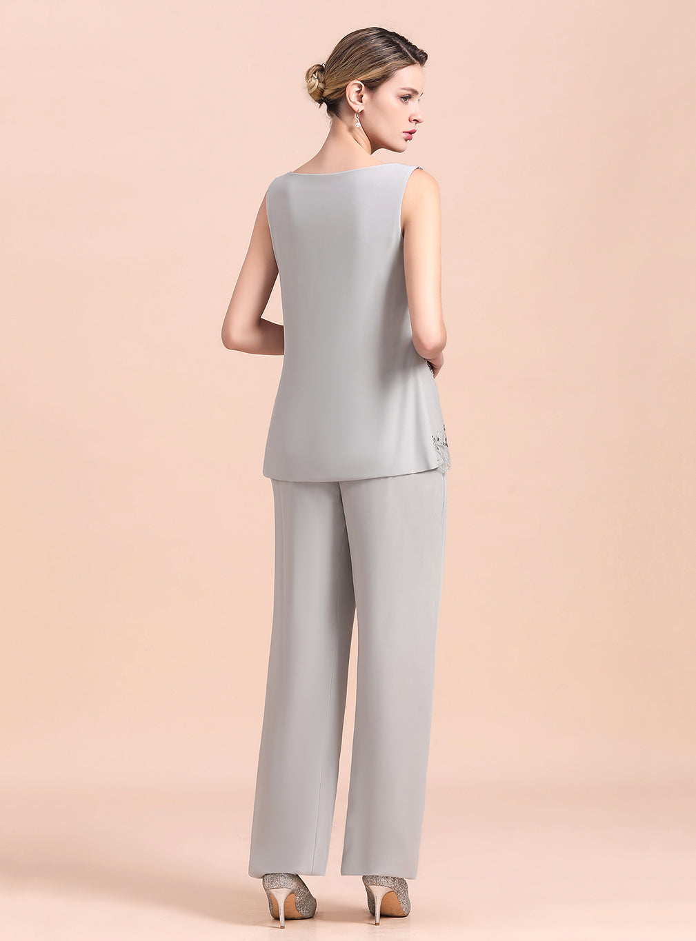 Straps Sleeveless Appliques Chiffon Jumpsuit BMbride