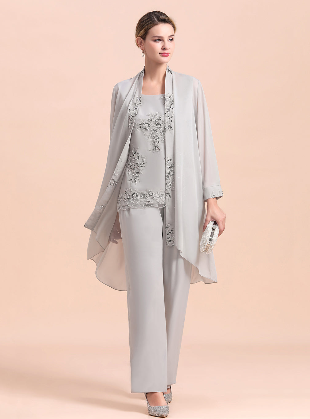 Straps Sleeveless Appliques Chiffon Jumpsuit BMbride