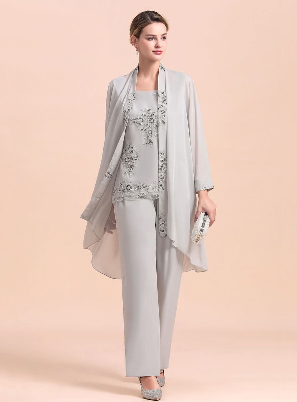 Straps Sleeveless Appliques Chiffon Jumpsuit BMbride