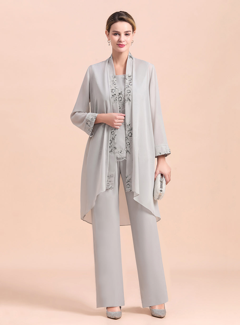 Straps Sleeveless Appliques Chiffon Jumpsuit BMbride