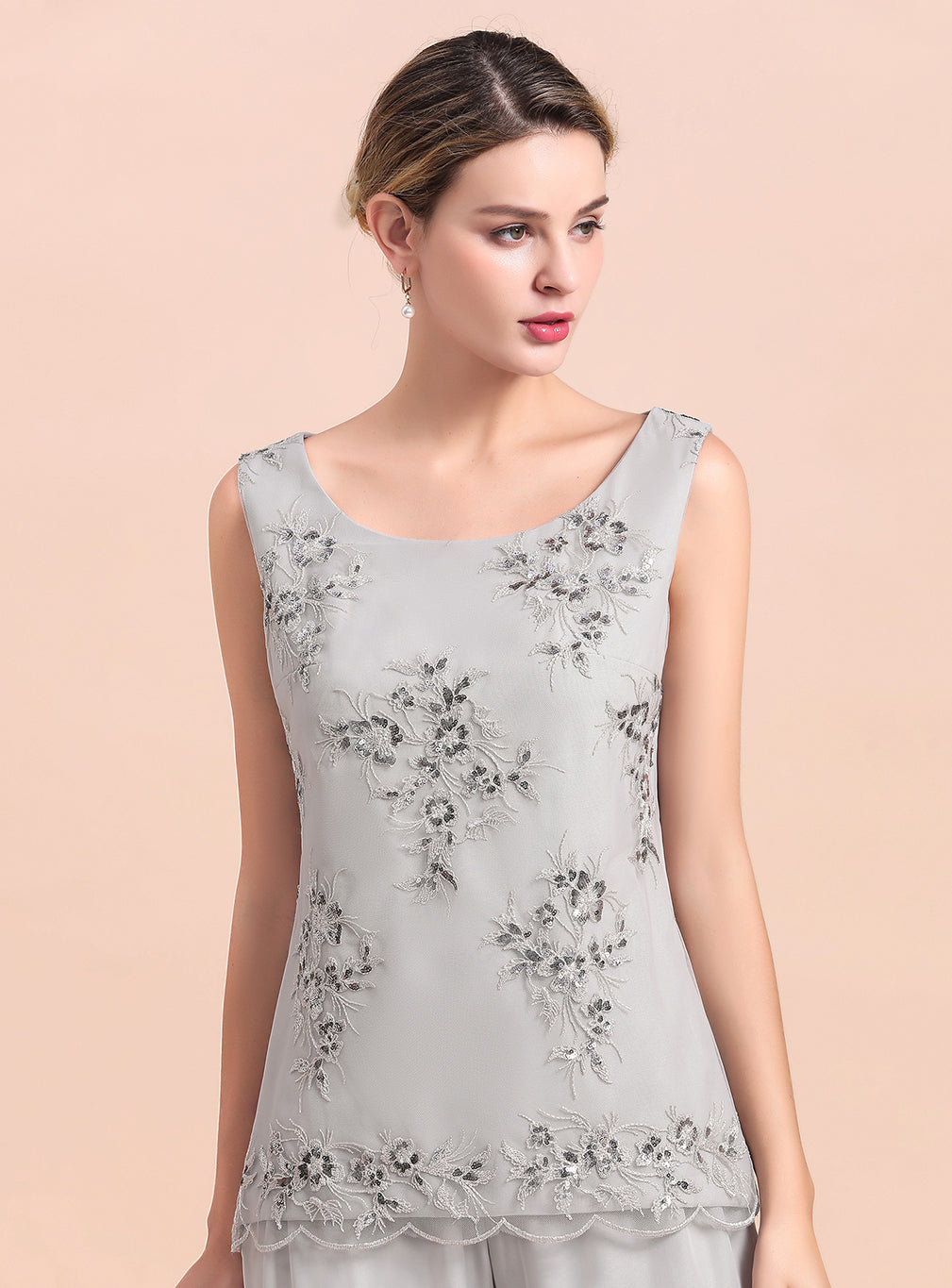 Straps Sleeveless Appliques Chiffon Jumpsuit BMbride