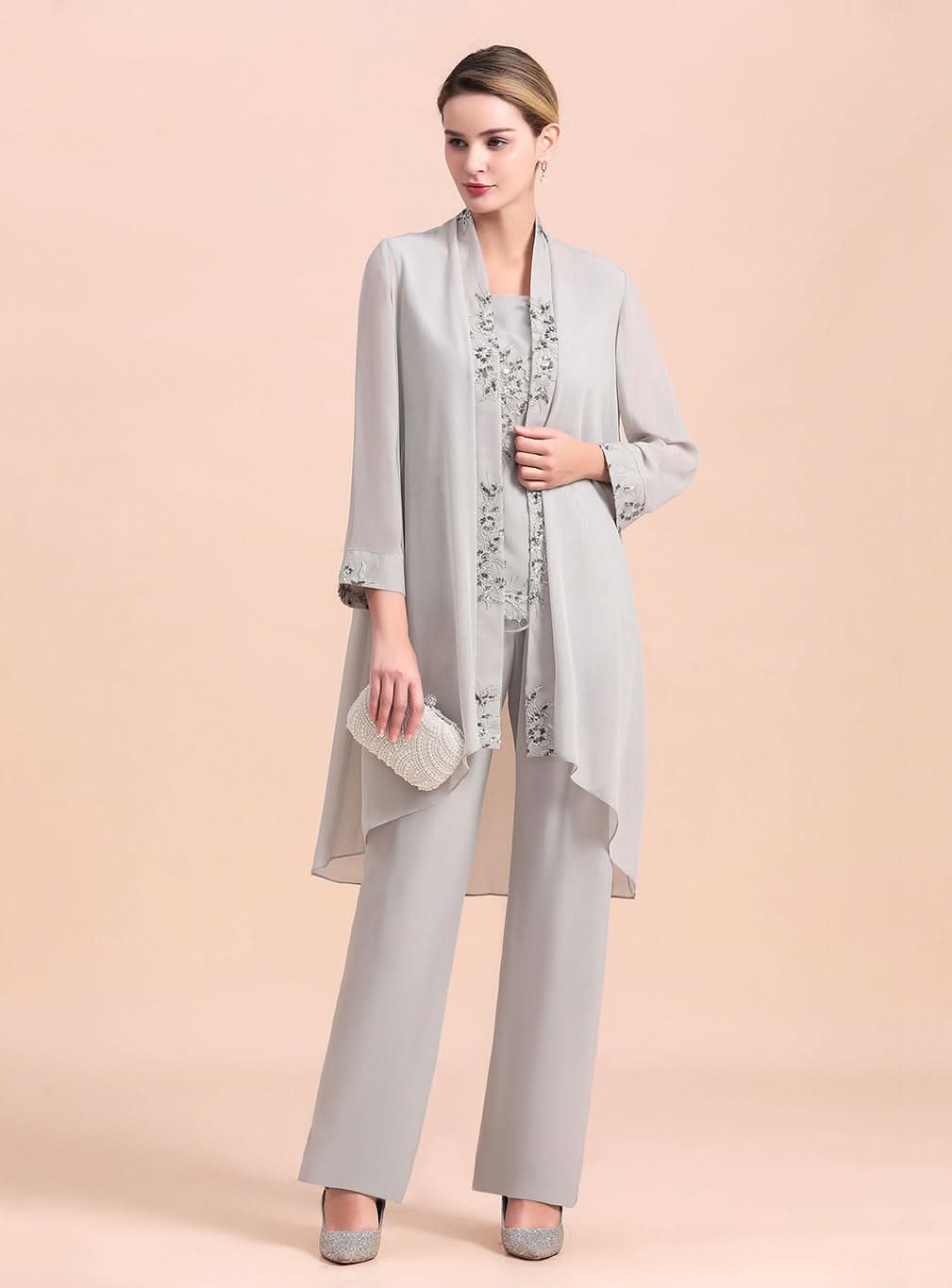 Straps Sleeveless Appliques Chiffon Jumpsuit BMbride
