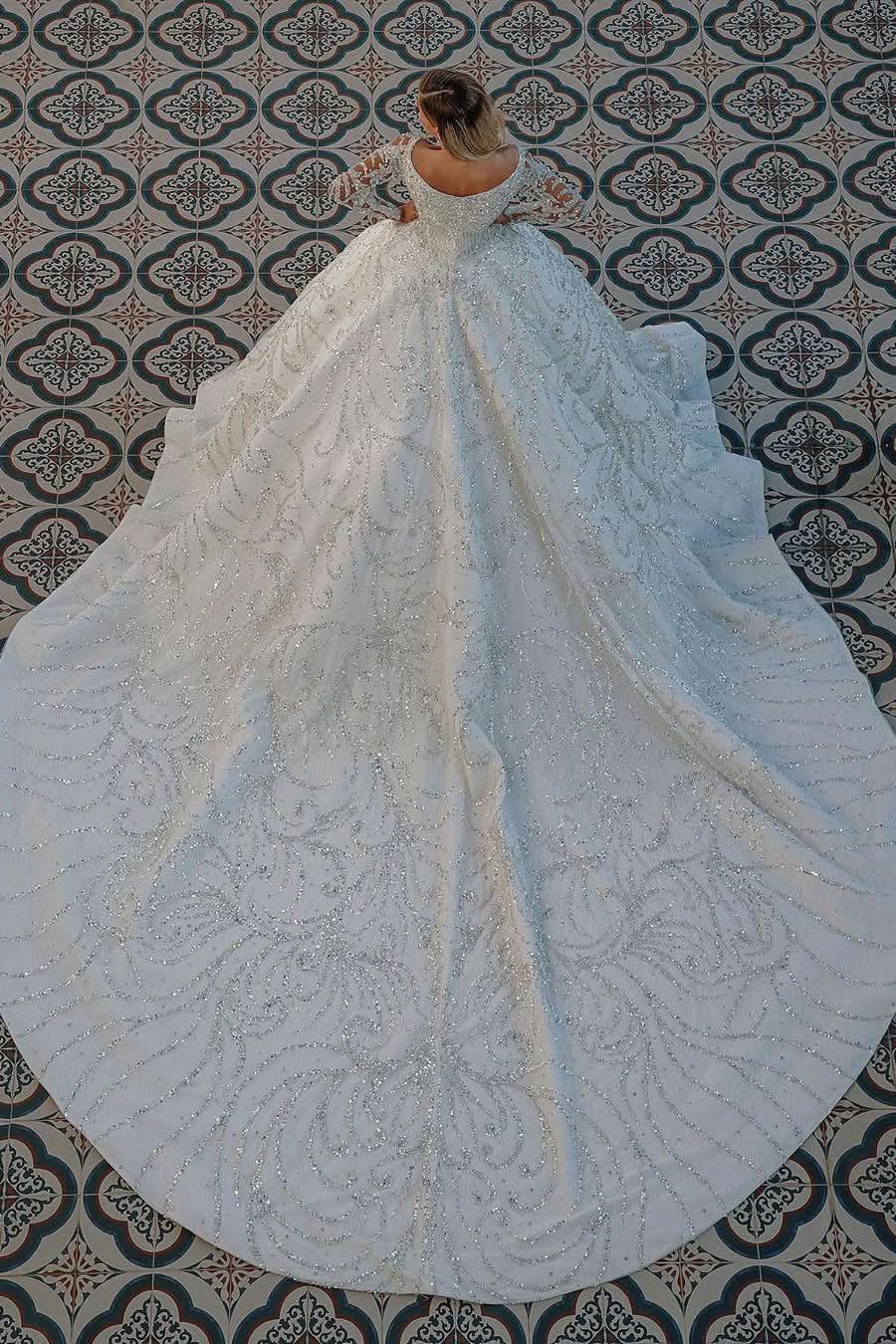 BMbride Stuning Luxus Long Sleeve Ball Gown Wedding Dresses Bridal Gown BMbride