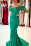 BMbride Stunning Off-the-Shoulder Satin Mermaid Evening Gown BMbride