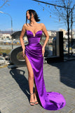 BMbride Stunning Sexy Satin V-neck Mermaid Evening Dress With Side Slit BMbride