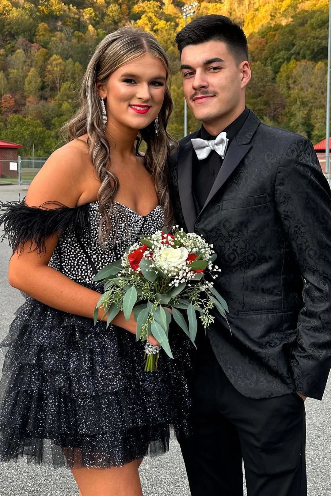 Delia |A Line Off the Shoulder Homecoming Dress with Beading BM bride