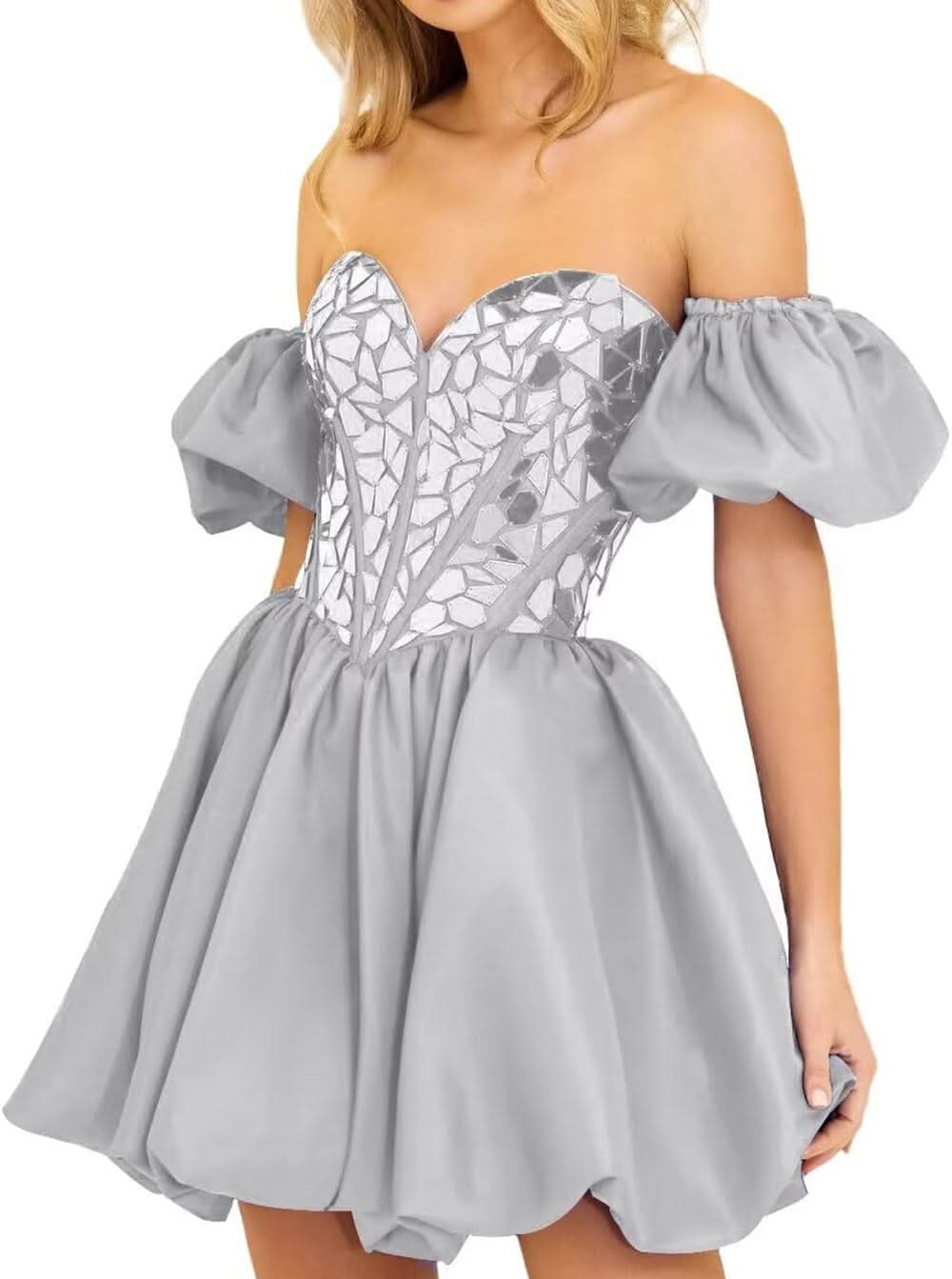 Lovely Light Blue V-Neck Sequin Appliques Mermaid Prom Dress for a Glamorous Evening BM bride