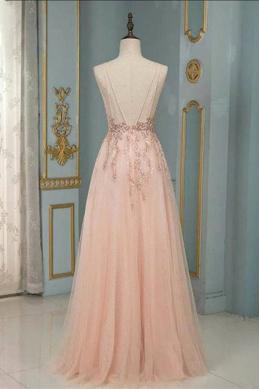 BMbride Stylish Spaghetti Straps V-Neck Floral Lace Evening Maxi Dress Tulle Sleeveless Prom Swing Dress BMbride