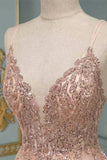 BMbride Stylish Spaghetti Straps V-Neck Floral Lace Evening Maxi Dress Tulle Sleeveless Prom Swing Dress BMbride