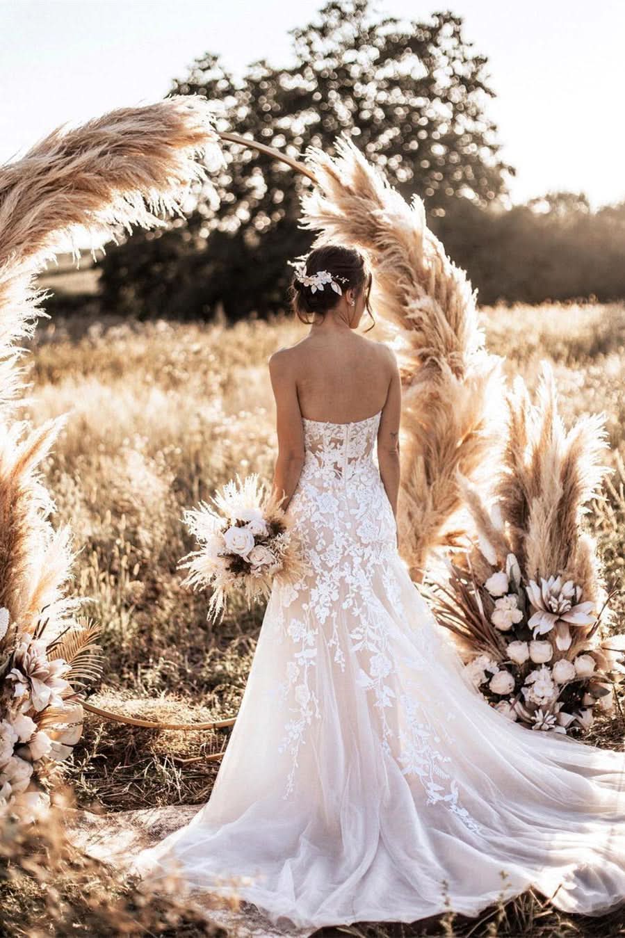 BMbride Stylish white Sweeteart Tulle Lace Wedding Dress BMbride