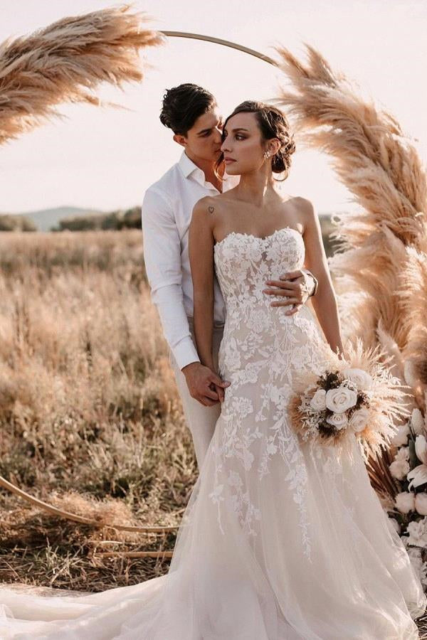 BMbride Stylish white Sweeteart Tulle Lace Wedding Dress BMbride