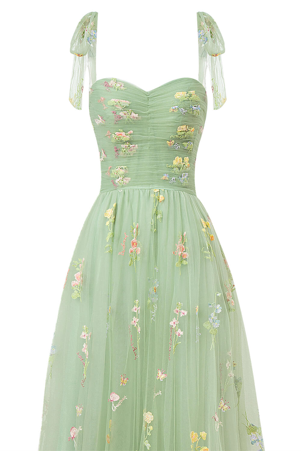 Beautiful Sweetheart Neck Floor Length Tulle Embroidery Floral Prom Dress BM bride