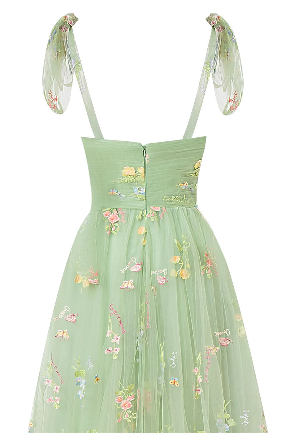Beautiful Sweetheart Neck Floor Length Tulle Embroidery Floral Prom Dress BM bride