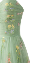 Beautiful Sweetheart Neck Floor Length Tulle Embroidery Floral Prom Dress BM bride