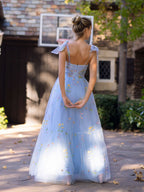 Beautiful Sweetheart Neck Floor Length Tulle Embroidery Floral Prom Dress BM bride