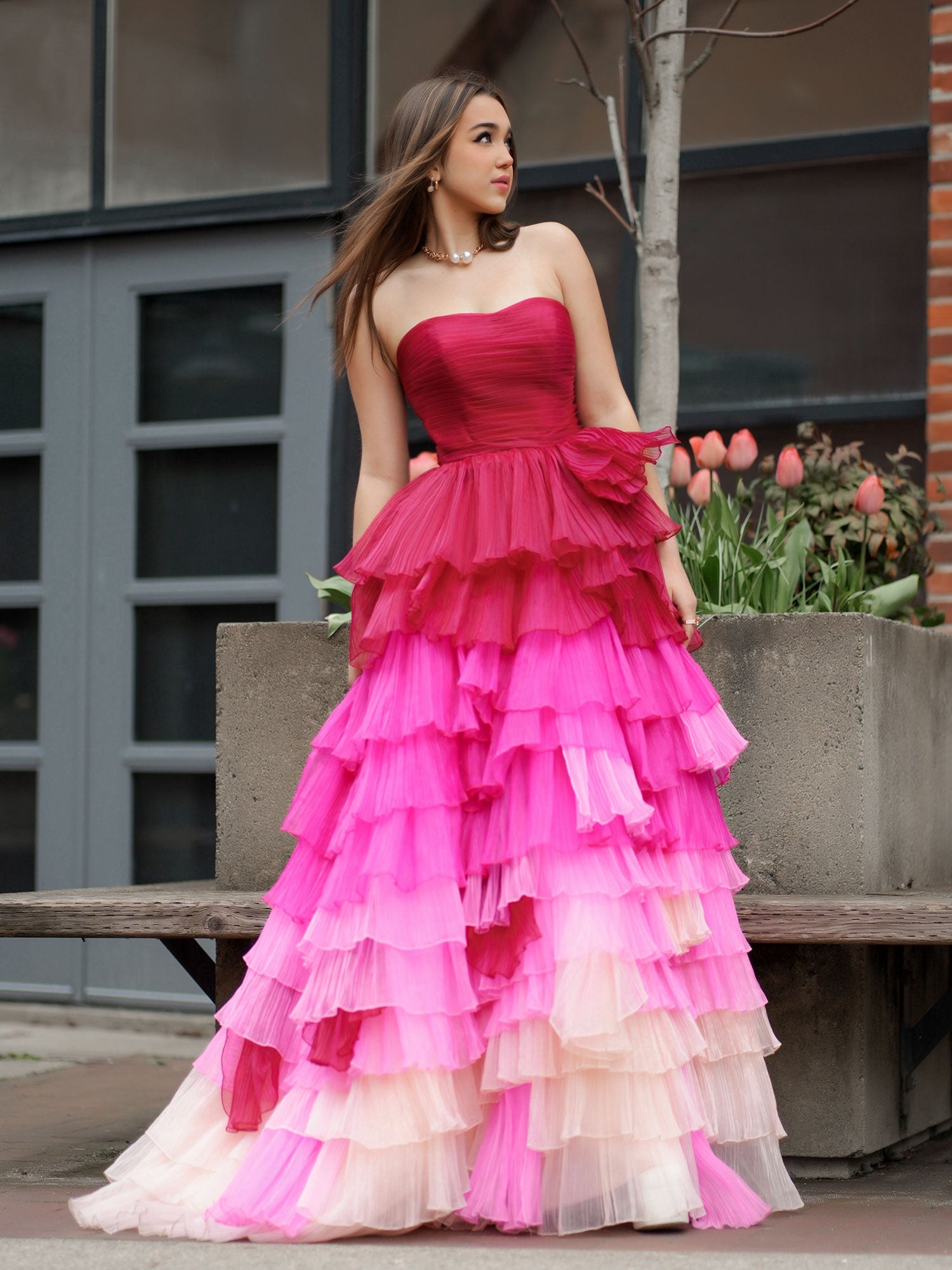 Stylish Sweetheart Pleated Bodice Long Prom Dress with Ruffles BM bride