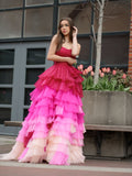 Stylish Sweetheart Pleated Bodice Long Prom Dress with Ruffles BM bride