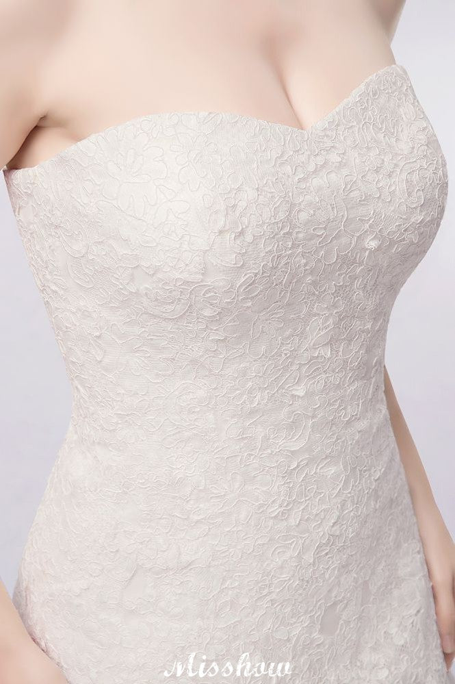 BMbride Sweetheart Strapless A-line Long Lace Tulle Wedding Dresses BMbride