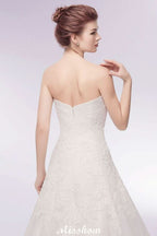 BMbride Sweetheart Strapless A-line Long Lace Tulle Wedding Dresses BMbride