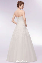 BMbride Sweetheart Strapless A-line Long Lace Tulle Wedding Dresses BMbride