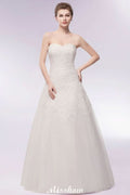 BMbride Sweetheart Strapless A-line Long Lace Tulle Wedding Dresses BMbride