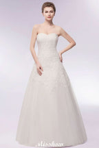 BMbride Sweetheart Strapless A-line Long Lace Tulle Wedding Dresses BMbride
