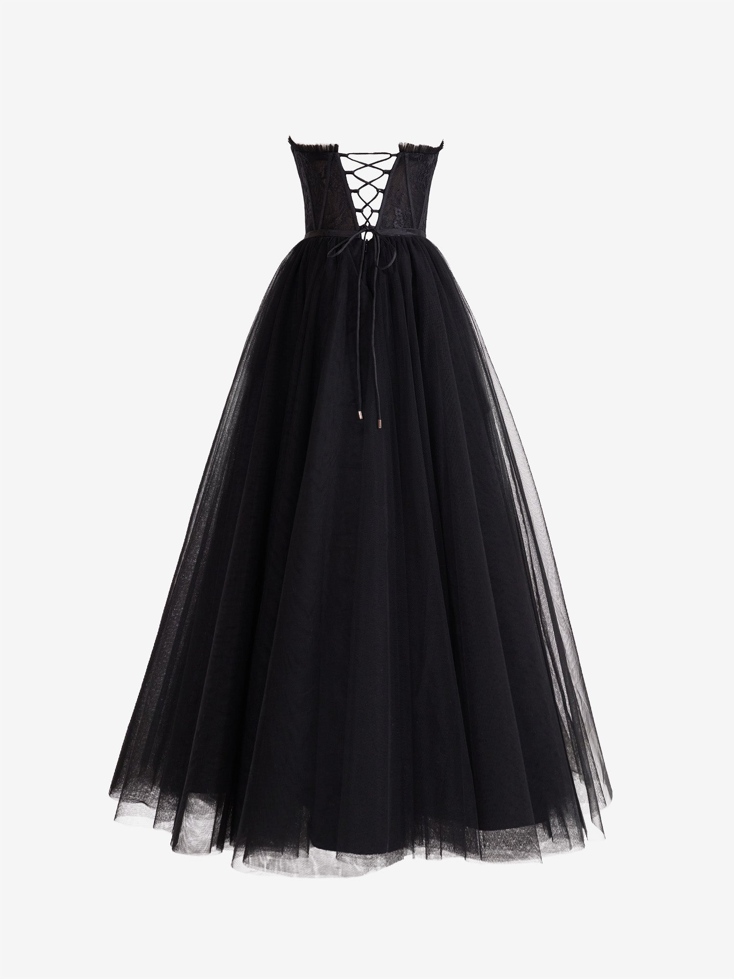 Enchanting A-Line Sweetheart Corset Tulle Prom Dress with a Flattering Slit BM bride