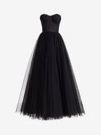 Enchanting A-Line Sweetheart Corset Tulle Prom Dress with a Flattering Slit BM bride