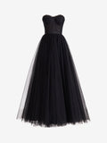 Enchanting A-Line Sweetheart Corset Tulle Prom Dress with a Flattering Slit BM bride