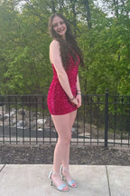 Elegant Sheath V Neck Sequin Homecoming Dress BM bride