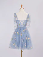 Trendy A Line Spaghetti Straps Short Homecoming Dress with Embroidery BM bride