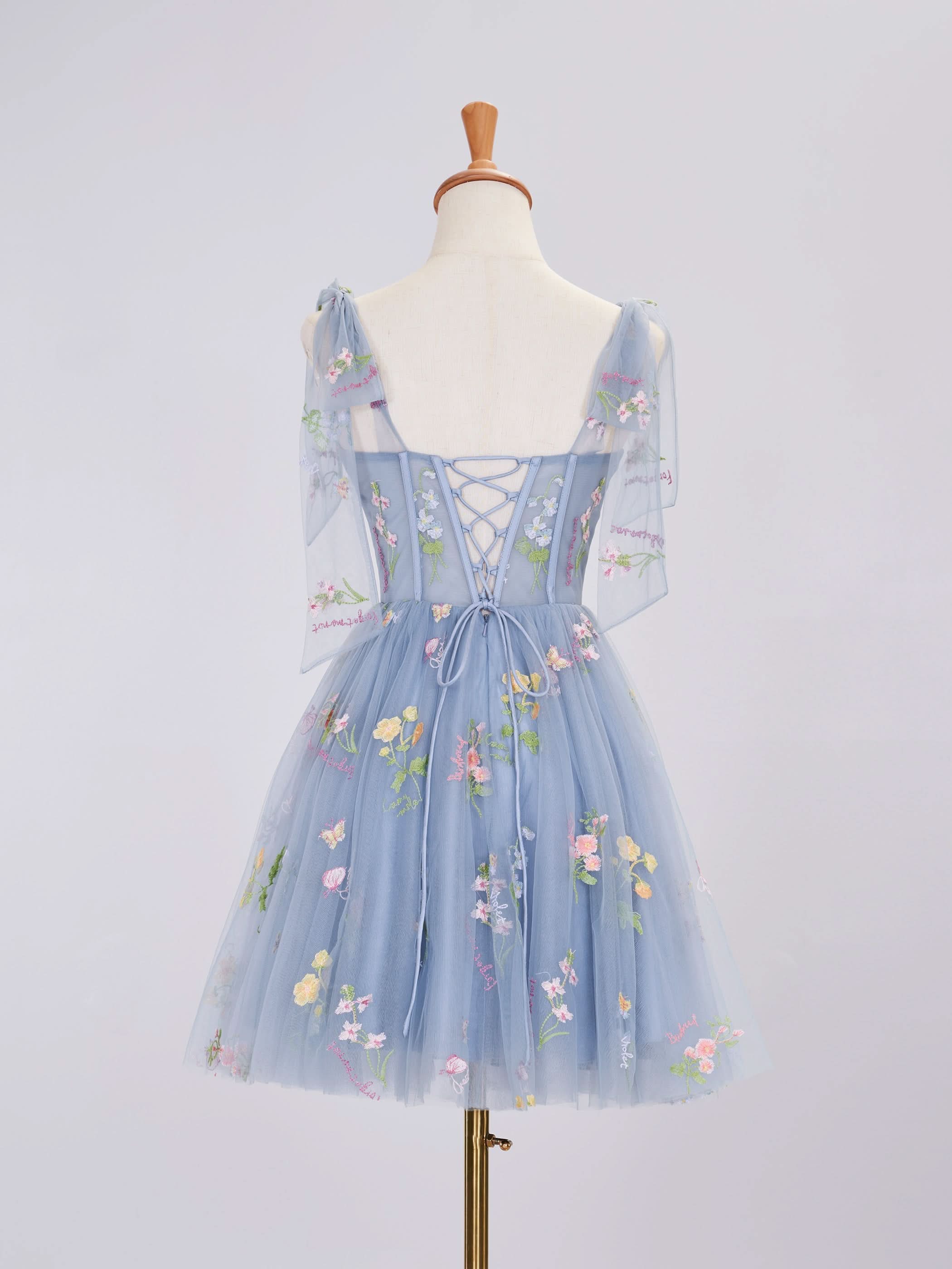 Trendy A Line Spaghetti Straps Short Homecoming Dress with Embroidery BM bride