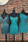 Trendy Sheath Spaghetti Straps Blue Corset Homecoming Dress with Tassel BM bride