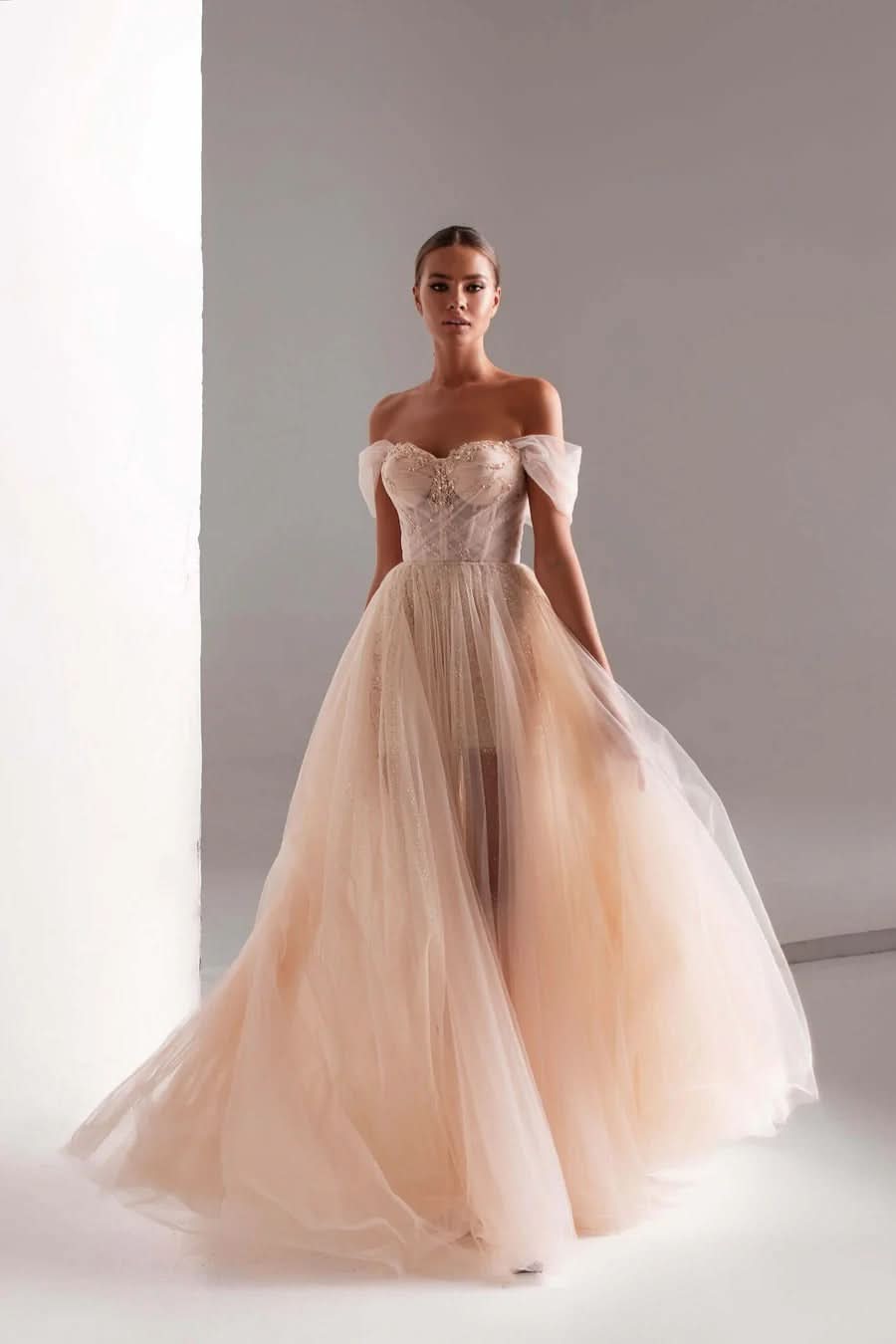 Stunning A-Line Long Shining Beads Prom Gown BM bride