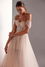 Stunning A-Line Long Shining Beads Prom Gown BM bride