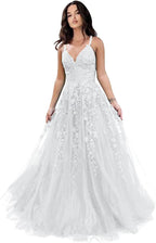 Tulle Prom Dresses for Women 2025 Sparkly Lace Appliques Long Ball Gowns Spaghetti Straps A - Line Evening Gowns - Bmbride