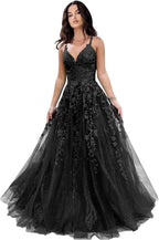 Tulle Prom Dresses for Women 2025 Sparkly Lace Appliques Long Ball Gowns Spaghetti Straps A - Line Evening Gowns - Bmbride