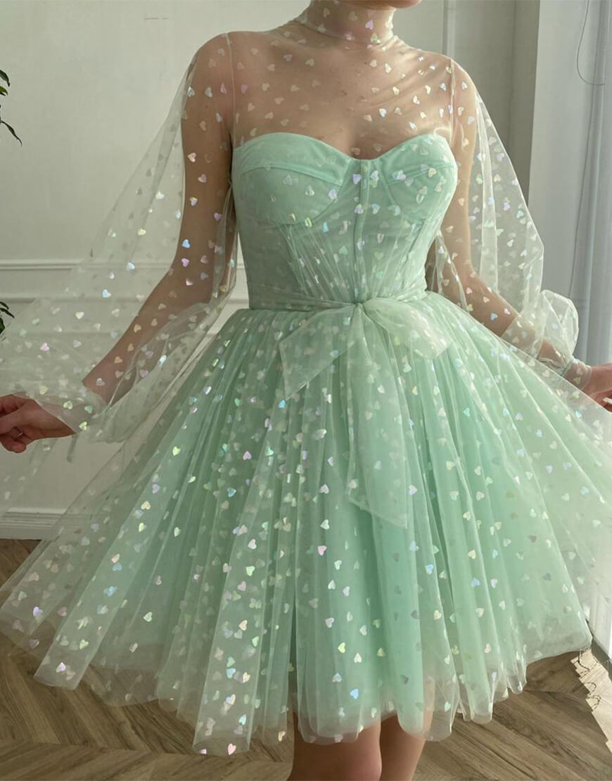 Captivating A-Line Corset Homecoming Dress with Charming Sleeves BM bride