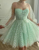 Captivating A-Line Corset Homecoming Dress with Charming Sleeves BM bride