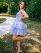 Eye-Catching Sweetheart Gold Metallic A-Line Ruffle Homecoming Dress BM bride