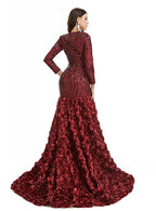V-Neck Long Sleeves Sequins Mermaid Dress BMbride