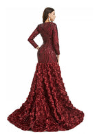 V-Neck Long Sleeves Sequins Mermaid Dress BMbride