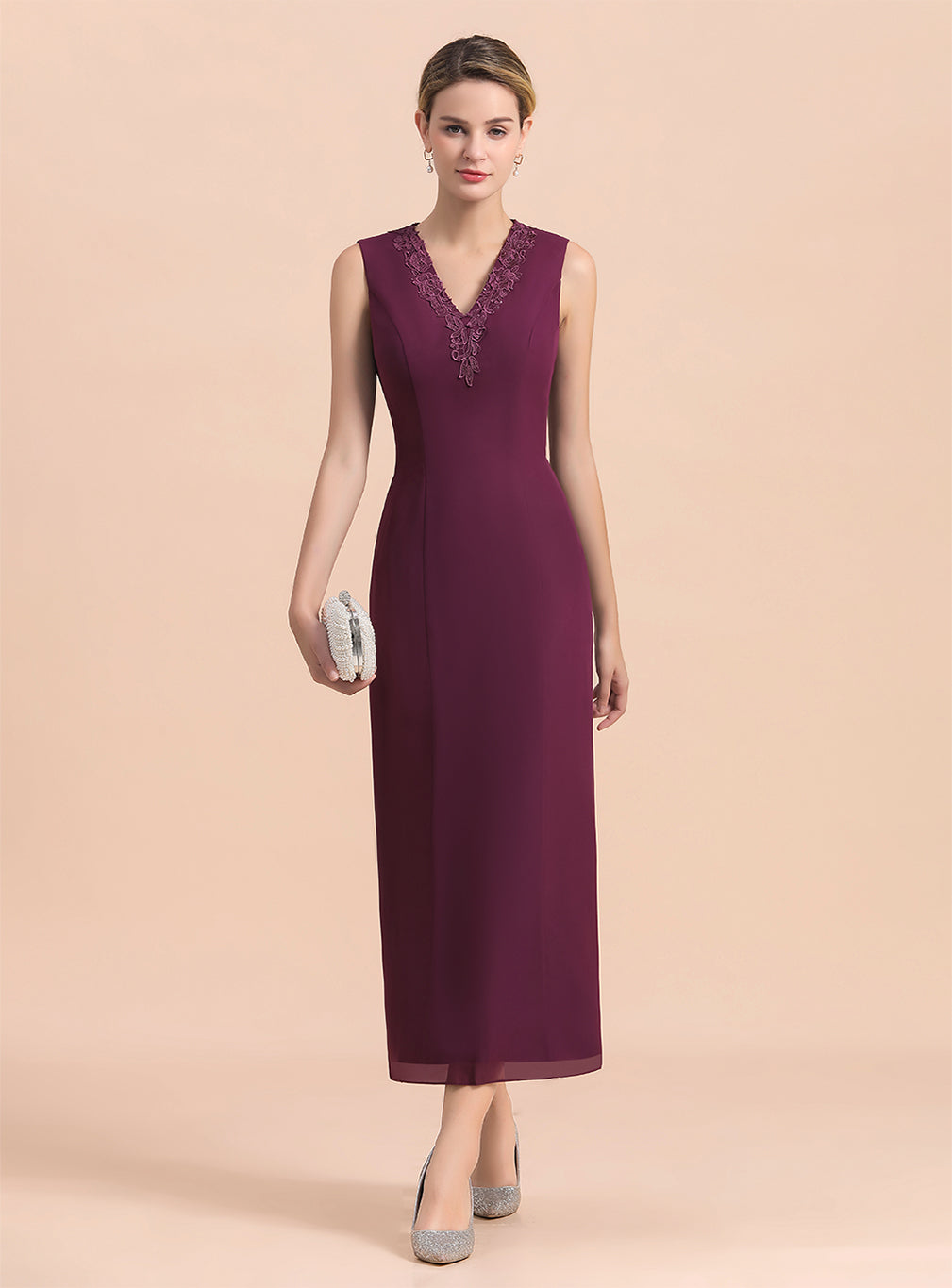 V-Neck Sleeveless Appliques Dress BMbride