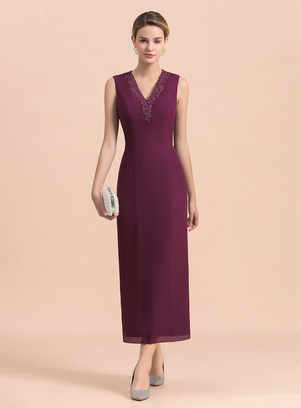 V-Neck Sleeveless Appliques Dress BMbride