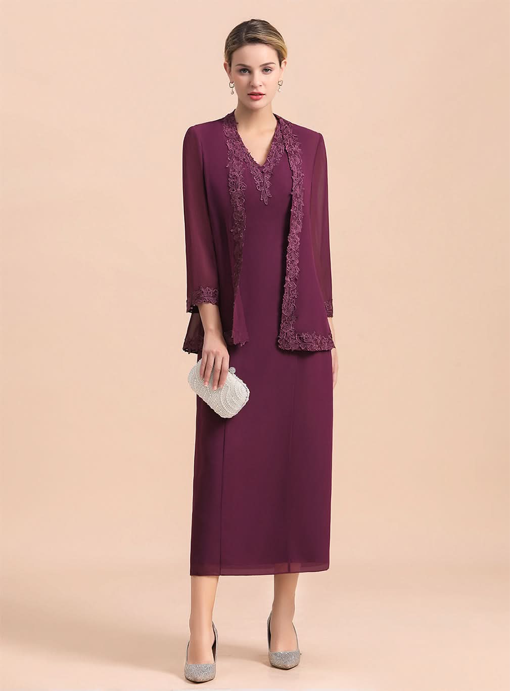 V-Neck Sleeveless Appliques Dress BMbride